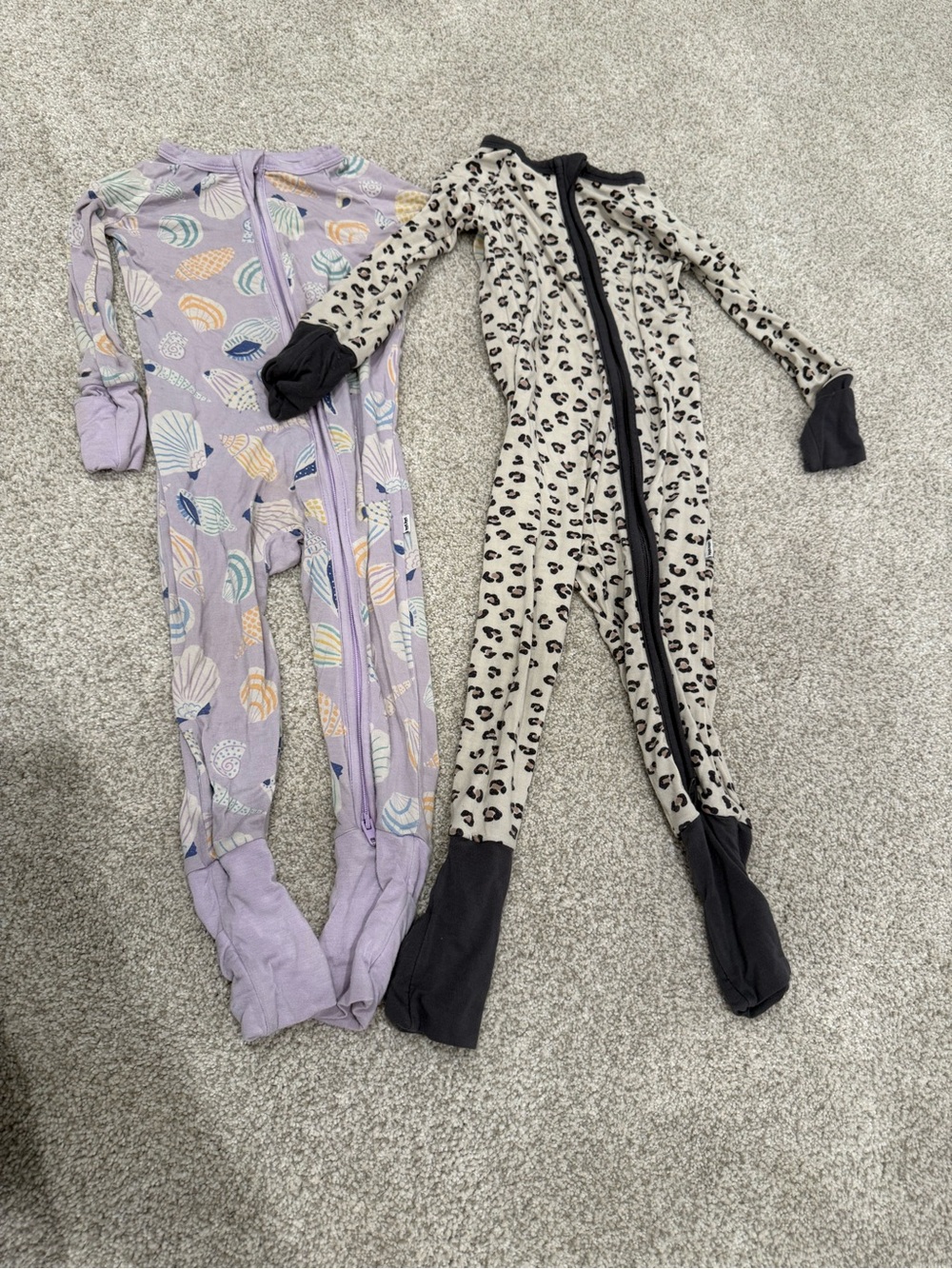 Little Sleepies Lavender Seashell & Leopard Footed One-Piece pajamas